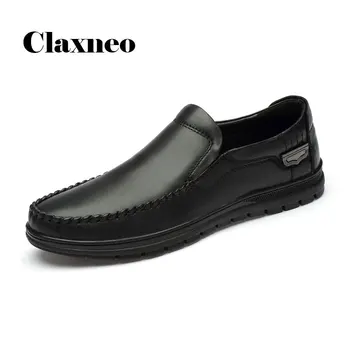 

Man Leather Dress Shoes SLip on 2020 Summer Men's Formal Shoe Genuine Leather Boat Footwear Wedding Business Loafers Breathable