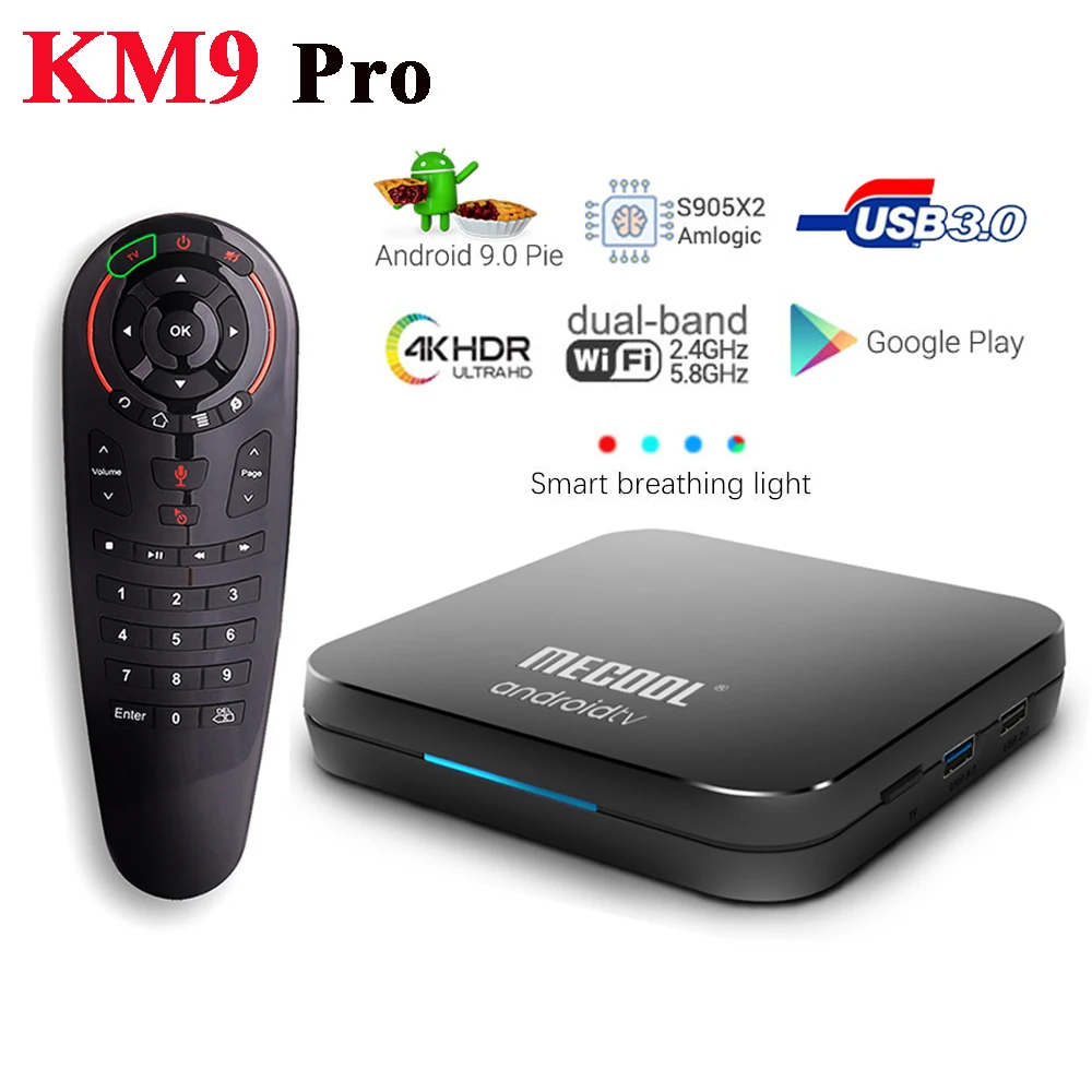 

TV Box 4k Android 9.0 MECOOL KM9 PRO ATV Amlogic S905X2 KM3 4GB DDR4 32GB 64GB Dual Wifi BT Google Youtube Netflix Media Player