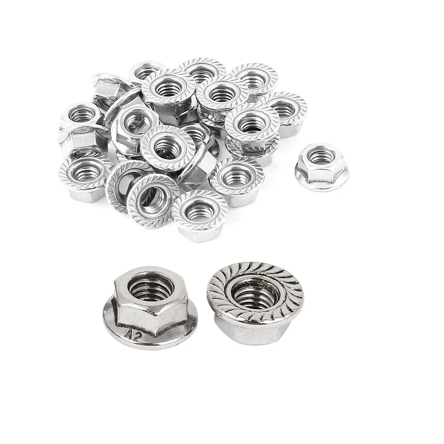 

M6 Thread 304 Stainless Steel Serrated Flange Metric Hex Lock Nuts 26PCS