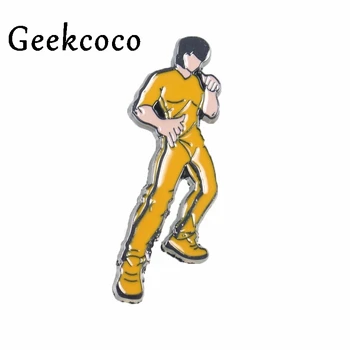 

10pcs/lot Bruce Lee Zinc Alloy Cartoon Pins for men women Shirt insignia Clothes backpack Accessory medal Badge Brooches J0829