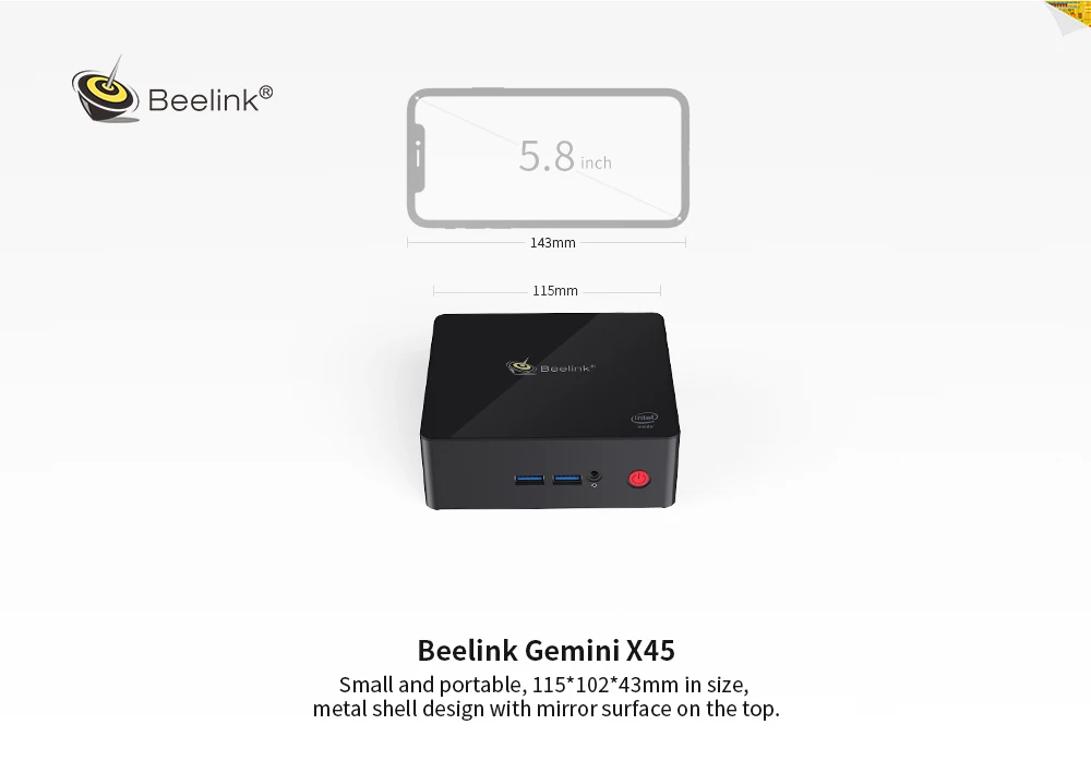 Beelink X45 мини ПК intel celeron J4105 2,5 ГГц 8 Гб DDR4 256 ГБ SSD dual HDMI 2,0 4K 60 Гц windows 10 игровой компьютер linux ubuntu