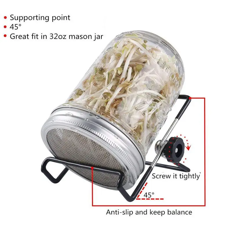 4 шт Mason Jar Seed Sprouting крышка стенды Металл Sprouting Jar Стенд телефон iPad Tablet Stand-S(черный