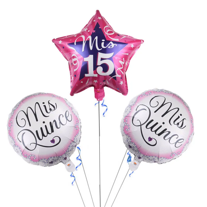 10 Pieces Lot 18 Pouces Mis Coing Rond Etoile Aluminium Ballons Helim Air Espagnol Mon Quinze 15th Anniversaire Fete Decorations Fille Aliexpress