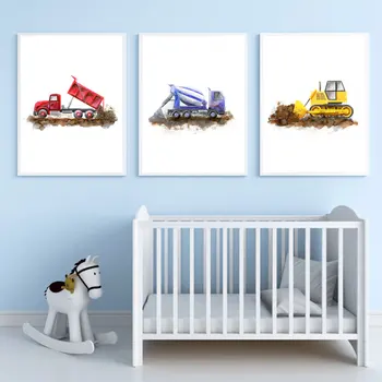 

Construction Vehicle Watercolor Boys Wall Art Canvas Painting Pictures Dump Truck Posters And Prints Living Room Kids Room Decor