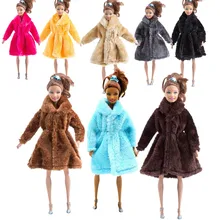 BJD – vêtements pour poupées Barbie, manteau de fourrure doux, veste, pardessus, 1/6 pouces, accessoires pour maison de jeux, à la mode, hiver, 11.5