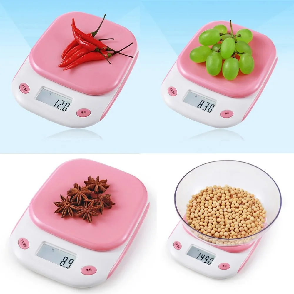 Household Kitchen Scale With Tray Bowl Measuring Scale Electronic Weighing Scale Precision Digital Gram Measuring Scale 5kg/1g