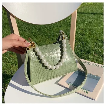 

Girls Evening Crossbody Bags Mini Cute Tote Fashion Pearl Handle Chain Bag Women Shoulder Bag PU Leather Handbag feminine bolsa