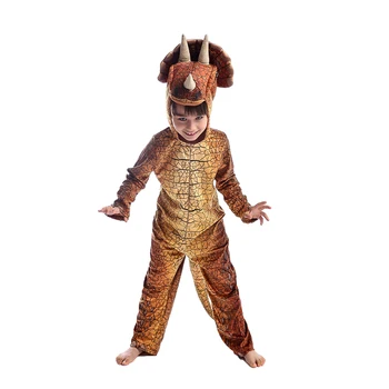 

Brown Child Boys Triceratops New Arrival Cosplay Clothing Halloween Kids Dinosaur Themed Party Costume Masquerade Performance