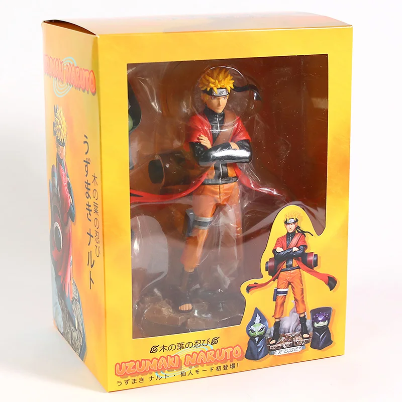 Naruto Shippuden Uzumaki Naruto Sennin Mode& Shima Fukasaku Statue Collectible PVC Figure Model Toy