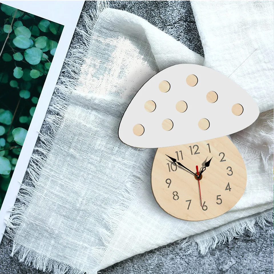 New Products Hot Selling Kindergarten Cartoon Wall Clock Creative Children Colorful Mushroom Manufacturers a Generation of Fat D