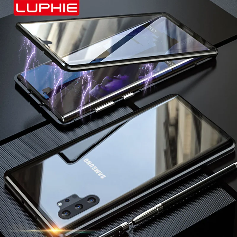 Чехол на весь корпус Luphie 360 для Samsung Note 10 Plus магнитный Алюминиевый металлический