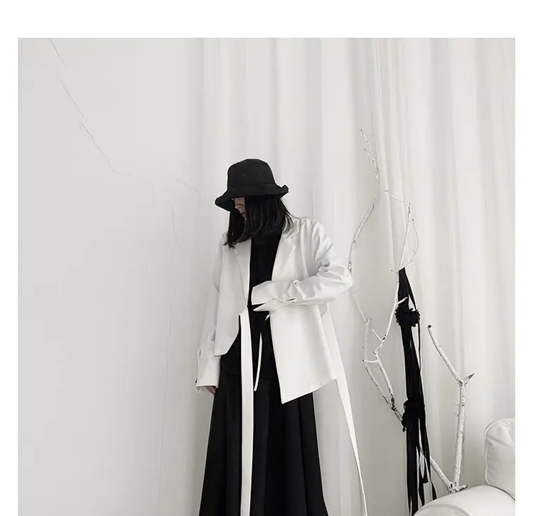 Новинка, модный осенний Асимметричный костюм, пальто на шнуровке, большой размер, женский черный блейзер, женские блейзеры, Женское пальто, зимние пальто