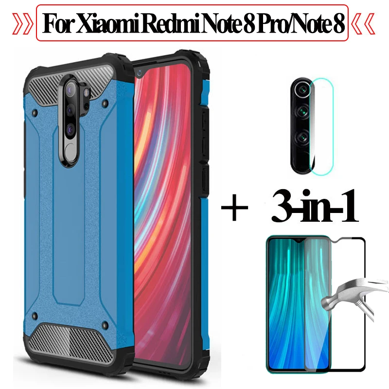3-в-1 Чехол-Броня Стекло redmi-note-8-pro камера защитная пленка xiaomi redmi note 8 pro 8t жесткий