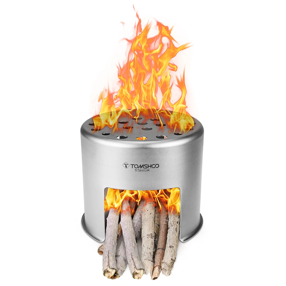 TOMSHOO Camping Wood Stove Portable Outdoor Folding Titanium Burning for Backpacking Survival Cooking Picnic Hunting | Спорт и