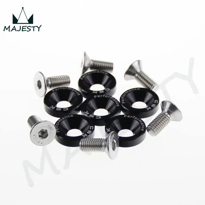 6 PIECE M8 HEX FASTENERS FENDER WASHER BUMPER ENGINE CONCAVE SCREWS JDM BLACK |