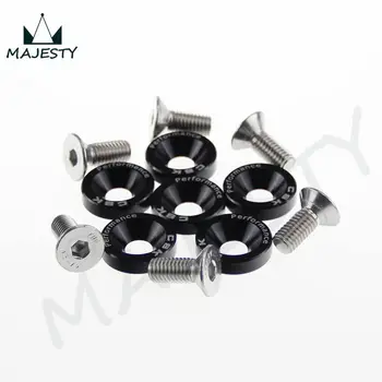 

6 PIECE M8 HEX FASTENERS FENDER WASHER BUMPER ENGINE CONCAVE SCREWS JDM BLACK