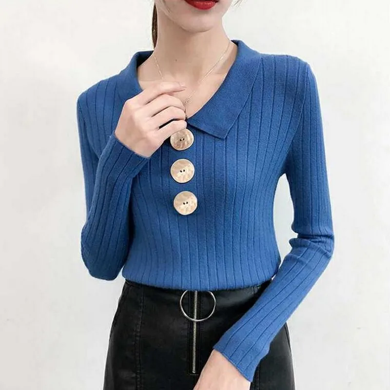 Women Autumn Winter Fashion Casual Solid Sweater Long Sleeve Button V-neck chic Sweaters Female Slim Knit Top Pullovers Women Autumn Winter Fashion Casual Solid Sweater Long Sleeve Button V-neck chic Sweaters Female Slim Knit Top Pullovers