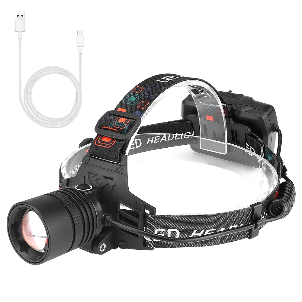 

Rechargeable LED Headlight 3-Mode USB Charging Zoomable Headlamp Night Bike Camping Flashlight Hunting Frontal Head Torch