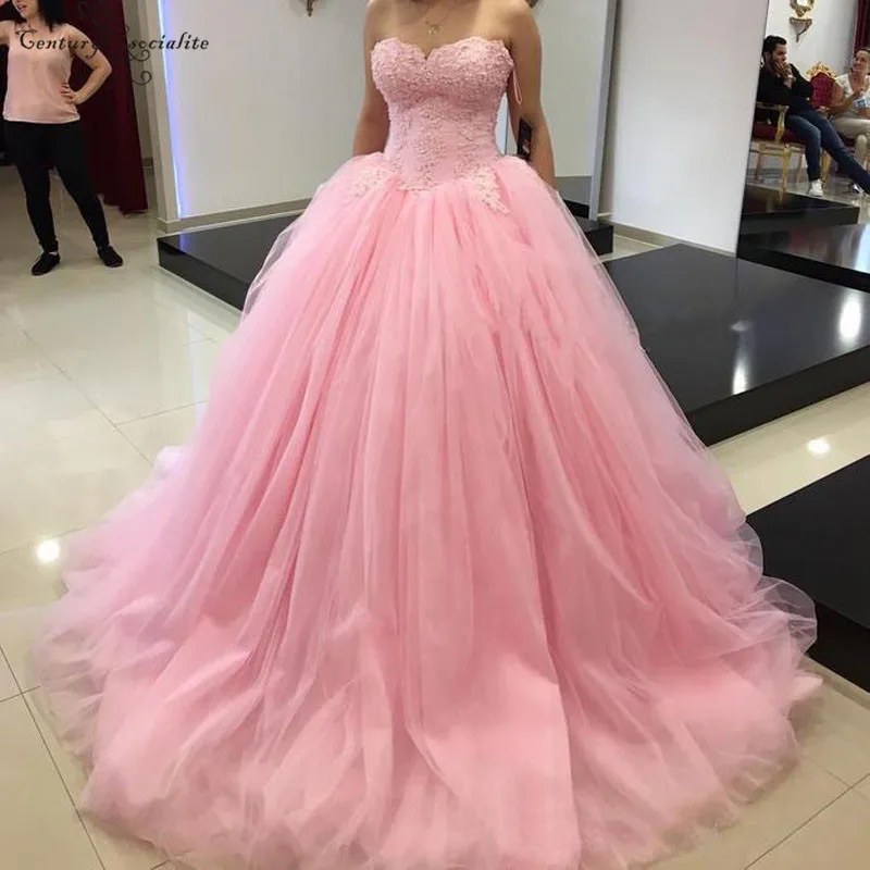Милое розовое платье для Quinceanera 16 бальное кружевной милой корсет на спине размера
