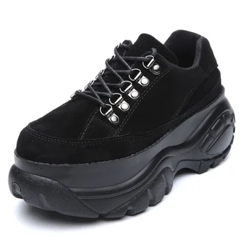 

Sneaker Shoes Women Platform Flats Sneakers High Heel Thick Bottom Spring Female Chunky Shoe Genuine Leather Sneakers Breathable