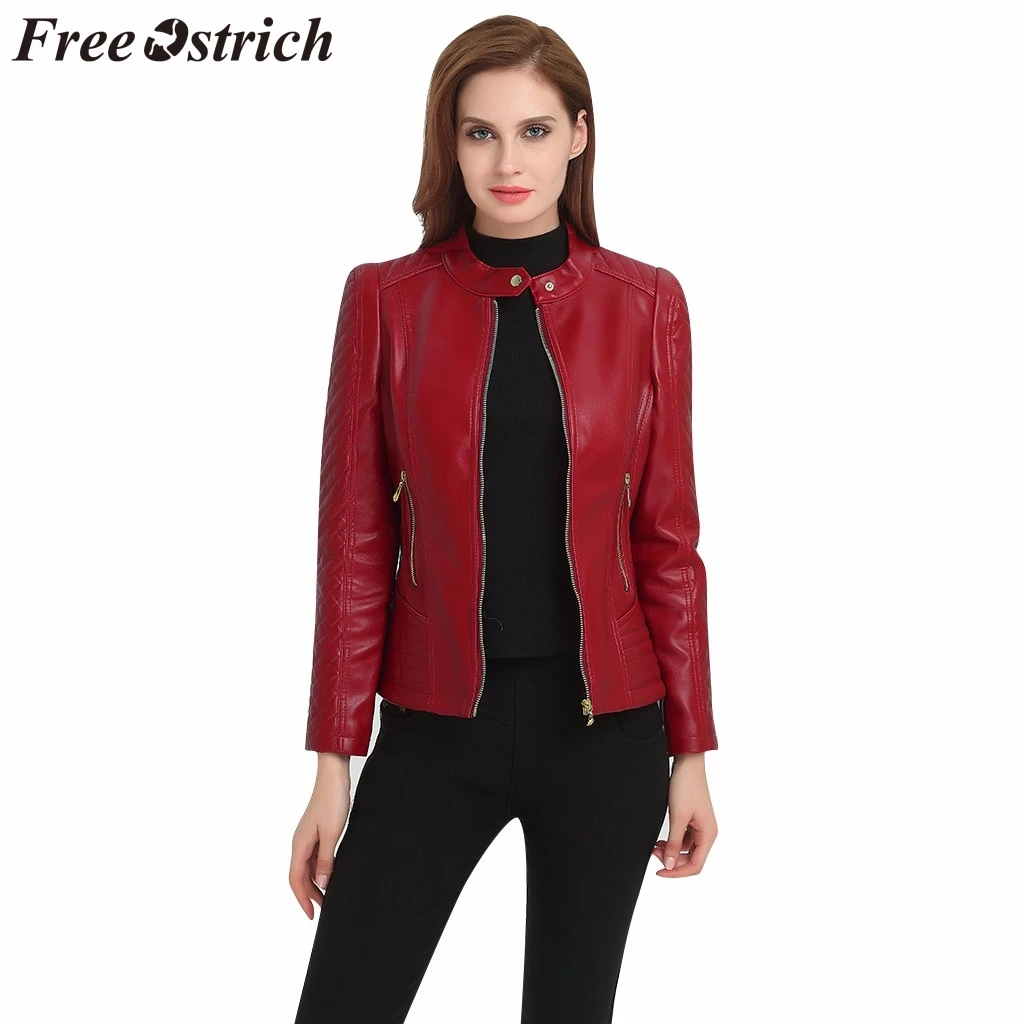 Бесплатная Страусиная Куртка женская кожаная короткая куртка с О-образным