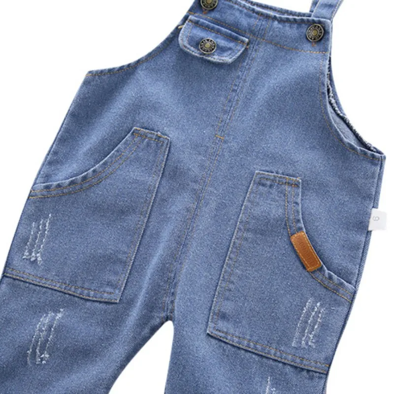 Осенние детские штаны на подтяжках для маленьких мальчиков, Детские хлопковые однотонные джинсовые брюки с рисунком, Новинка