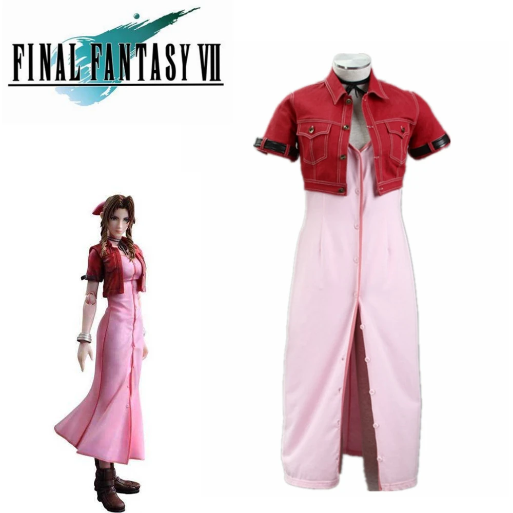 Final Fantasy VII Aeris, косплей, FF7 Aerith, костюм для косплея, брендовая игра, косплей, полный комплект, одежда на заказ