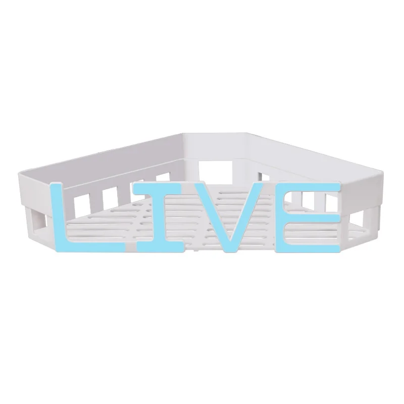 LIVE blue Настенная полка для ванной комнаты, угловая полка для ванной, держатель для хранения, кухонная настенная присоска, водонепроницаемый органайзер для ванной комнаты - Цвет: LIVE blue