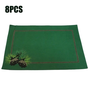 

Pinecone Embroidery Wedding Placemat Durable Kitchen Non Slip Washable Heat Insulation Table Mat Coasters Dining Room Party Pad