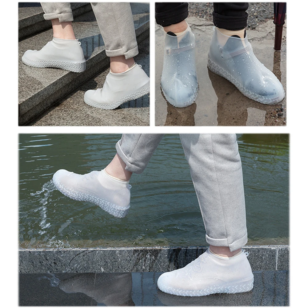 1 пара, туфли для многократного применения, чехлы, противоскользящие, водонепроницаемые, силиконовые, защитные, для помещений, для улицы, белые, непромокаемые сапоги, обувь, аксессуары, чехол