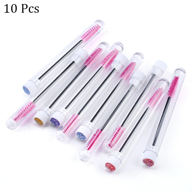 10pcs 5/10 шт. наращивания ресниц одноразовая кисть для бровей отдельные трубки с дизайнерскими сказочными и со стразами, тушь для ресниц и бровей палочка аппликатор - Цвет: 10pcs