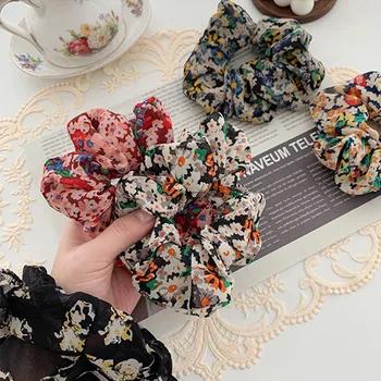 

Vintage Floral Fabric Hair Rope Hair Scrunchie Girl Forest For Women Elastic Hair Band Ponytail Holder Hair Tie Gum Accessories