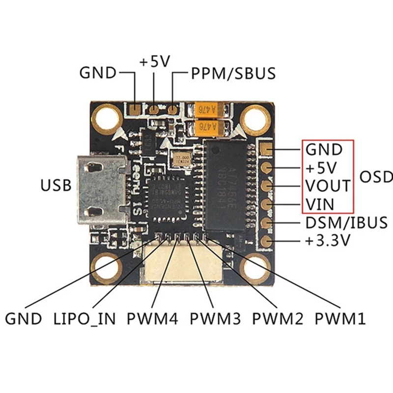 TeenyF4 Pro Летающая башня встроенное OSD Blheli_S 4в1 ESC 1-2S Крытый бесщеточный перекрестный станок