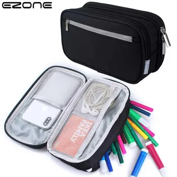 

EZONE Pencil Bag Transparent Mesh School Pencil Case Large Capacity Nylon Pen Bag Case For Kid Gift Office Supplies Creative Bag