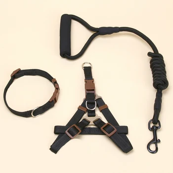 

Pet Leash Dog Harness Strap Collar Three Piece Set Solid Color Rope Dog Chain Cats Dogs Leashes Strap Dog Belt Rope Drop Ship