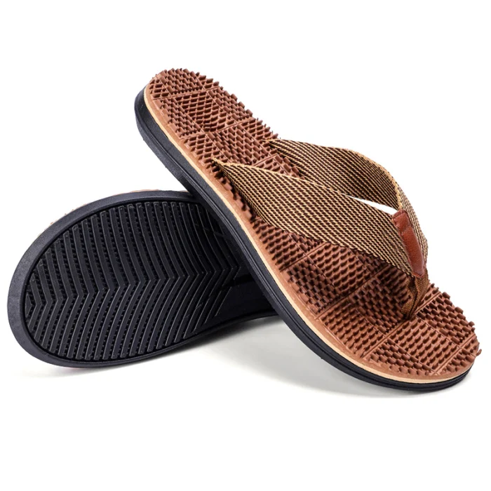 Hot Men Flip Flops Massage Slippers Sandals Textile Strap Anti-slip Shoes for Summer Beach BVN66