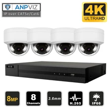 Anpviz 8CH H.265+ NVR 8MP ИК наружная/Внутренняя безопасность POE IP купольная камера CCTV система Комплект ip-камера видеонаблюдения NVR комплект