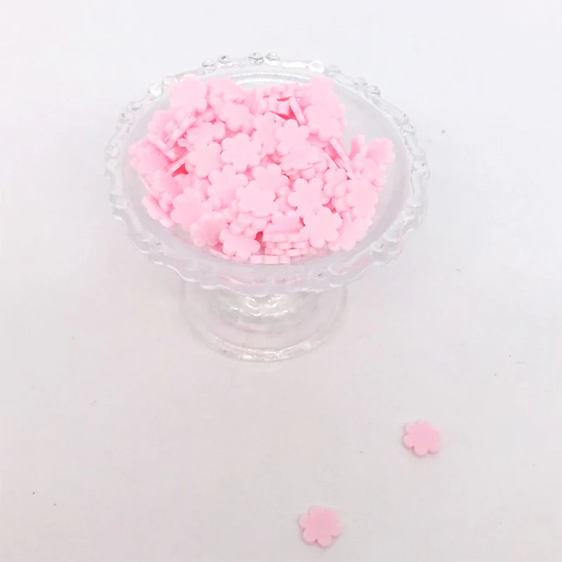 pink 100 г/лот цветок полимер Горячая мягкая глина брызги для поделок крошечные милые пластиковые Klei частицы грязи DIY слизи наполнитель аксессуары 5 мм - Цвет: pink