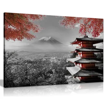 

Mount Fuji Pagoda Canvas Painting Japan Mount Fuji Landscape Poster Prints Morden Home Living Room Decoration Wall Art Painting