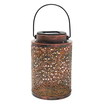 

Outdoor Lighting Garden Solar Lamp Lawn Led Retro Landscape Home Decor Night Iron Art Fence Hanging Lantern Hollowed Waterproof