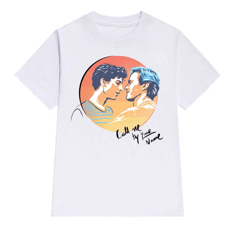 

Luslos Call Me By Your Name movie Series cartoon print T-shirts Women Summer New Cotton Tshirts Female O-Neck White Graphic Tees
