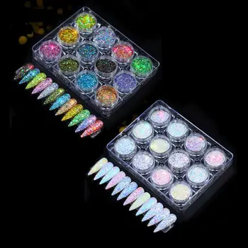 

12 Shiny Colors Diamond Sequins Mica Powder Resin Pigment Iridescent Glitters Kit Resin Jewelry Making Nail Art Craft