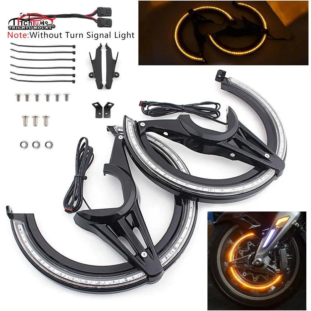 New Motorcycle LED Fork Mounted Lights and Rotor Covers Black For Honda