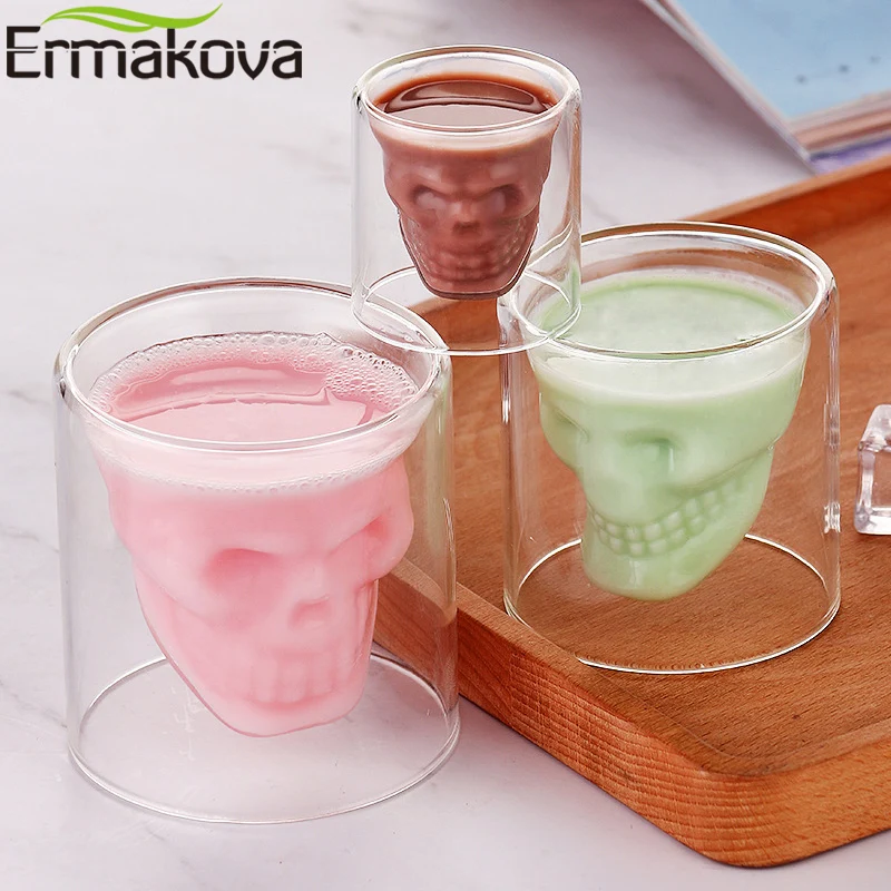 Стакан ERMAKOVA из 4 предметов с черепом стеклянный стакан для виски кружка вина