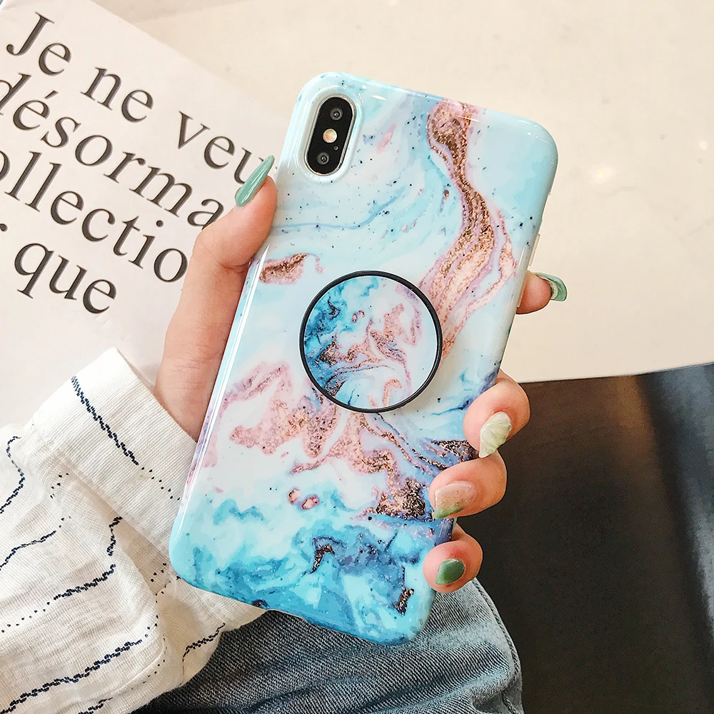 f(With Kickstand) LOVECOM Crackle marble чехол-подставка для телефона для iPhone 11 Pro Max XR X XS Max 7 8 6S Plus чехол Полный корпус мягкий IMD чехол для телефона - Цвет: f(With Kickstand)