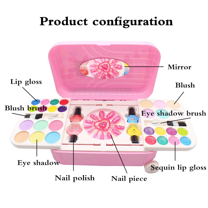 Детский набор для макияжа принцессы для девочек, косметический набор, игровой домик, игрушки, детский подарок, безопасный нетоксичный набор для макияжа, чемодан, Ароматизированная игра