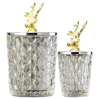 

New Products Spot Glass Deer Head Candy Jar Home Small Decoration Living Room Room Model Room Accessories