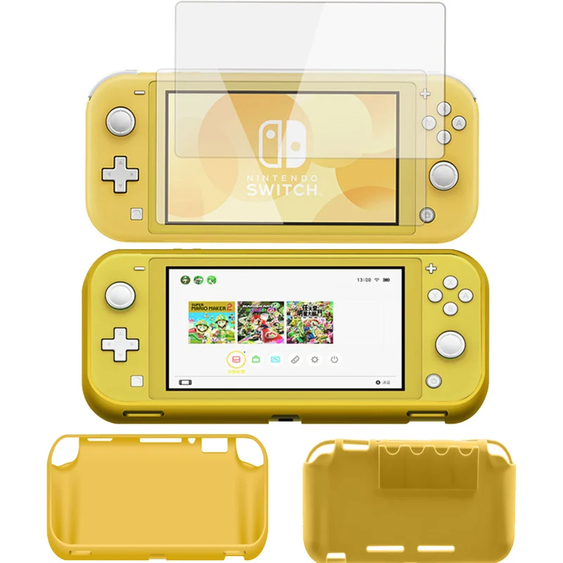 

N-Switch Lite Gamepad Back Case Screen Protector Set Switch Joy Con 4 Game Cards Bin Game Pad Cover Tempered Glass Film Kit