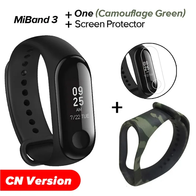 Xiao mi Band 3 mi band 3 фитнес-трекер пульсометр 0,78 ''OLED дисплей Bluetooth 4,2 для Android IOS - Цвет: CN Cam Green N Film