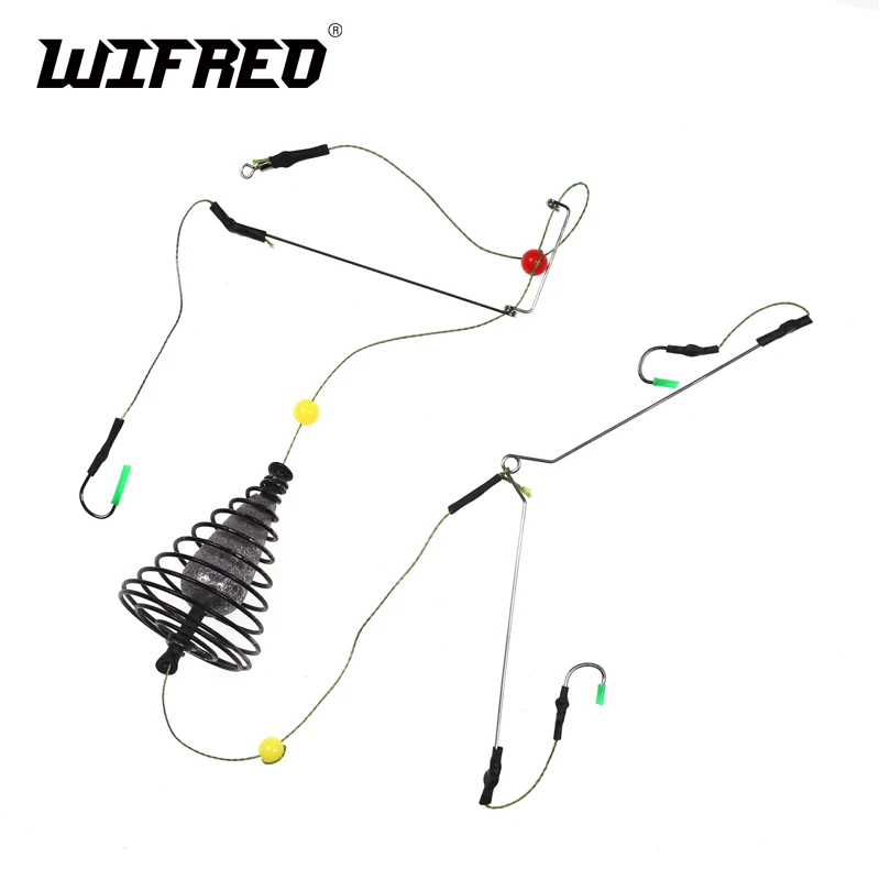 Wifreo 1/2 набор ручной работы для ловли карпа, кормушки для заземления, снасти для засорения, плетеная леска, метод подачи, Т-образные стальные балансировочные установки